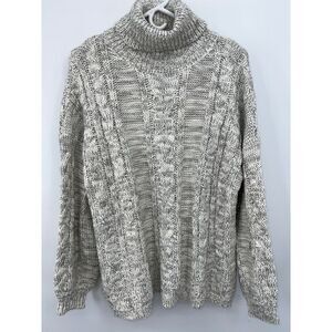 POL Sweater Women Large Neutral Chenille Mixed Knit  Pullover Oversized
